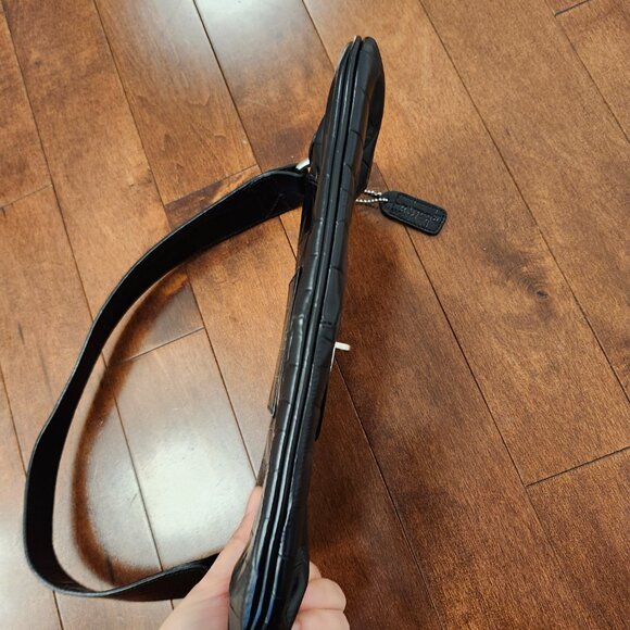 Danier black leather croc-effect geniune leather shoulder bag - Picture 7 of 12